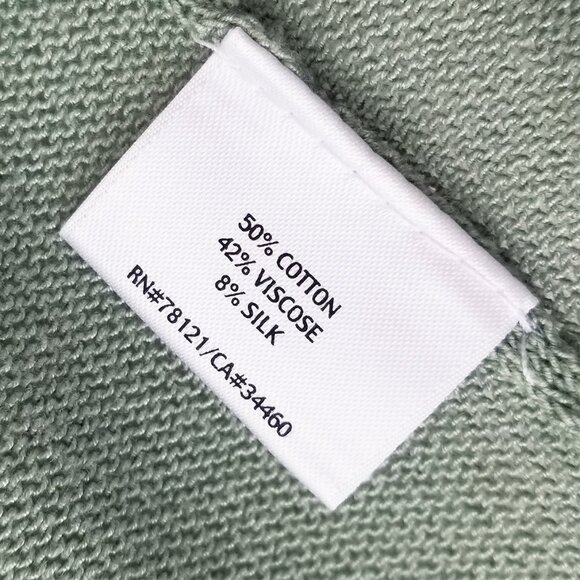 Eileen Fisher Short Sleeve Open Front Longline Cardigan Sage Green Petite M Silk - Picture 6 of 11